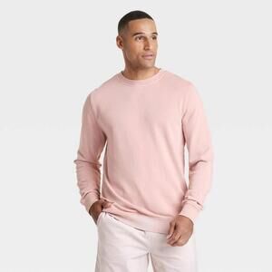 Men's French Terry Crewneck Pullover Sweatshirt - Goodfellow & Co™ Ash Pink XXL